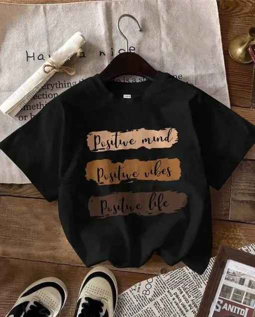 Women Oversized Dropshoulder Black Positive Graphic Printed T-shirt
