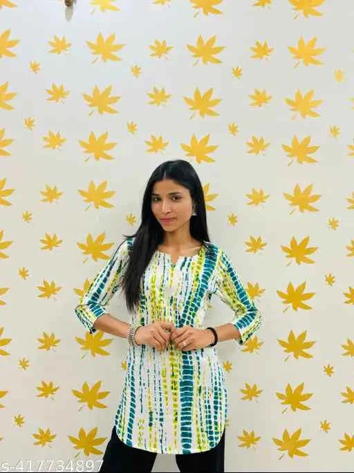 Riya Women printed tiedie Shibori Short Kurta Top jaipur print