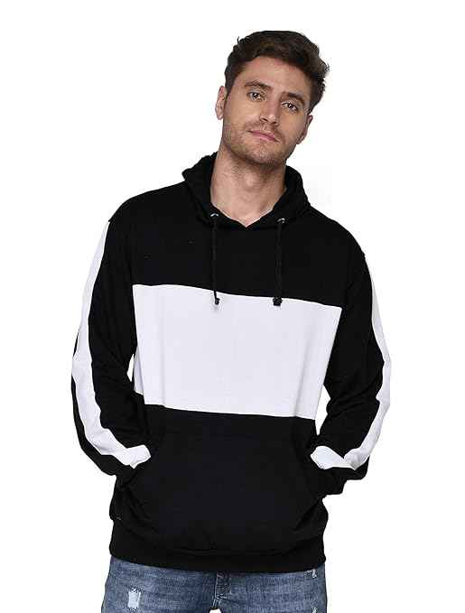 SXV Solid COLOURBLOCKED Striped Sweatshirt Hoodie