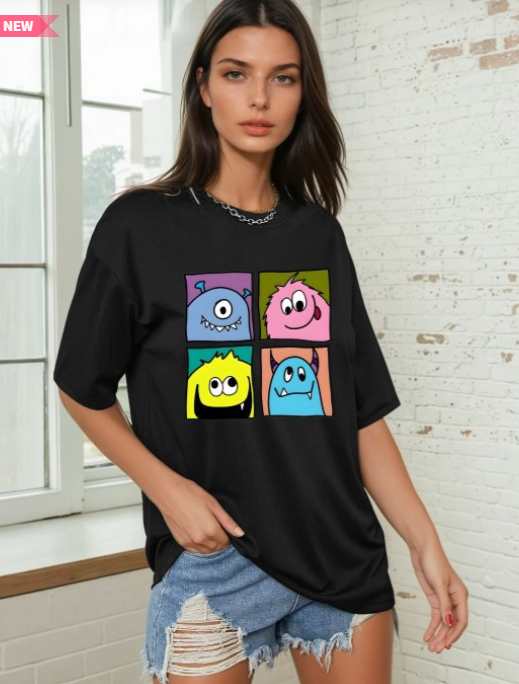 Graphic Printed Drop-Shoulder Sleeved T-shirt