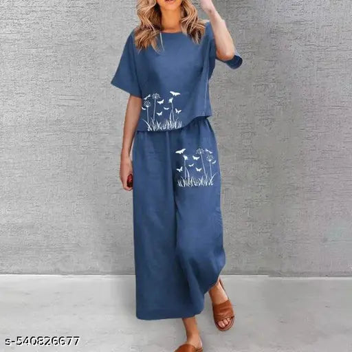 Korean Style Printed Summer Wear Coord set | Top Bottom Set | Printed | Oversize Top | Tunic Set - Image 3
