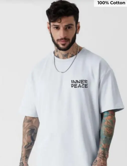 Men&#39;s Drop-Shoulder Sleeves Pure Cotton T-Shirt