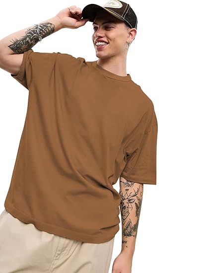 CHKOKKO Men&#39;s Polyester Oversized Fit T-Shirt