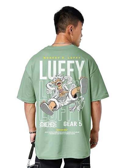 Darkbuck® Anime Luffy Gear 5 Graphic Oversized T Shirt for Men and Women Drop Shoulder Loose Baggy Fit Unisex Pure Cotton T-Shirt - Image 2
