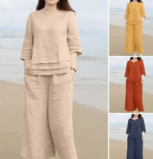BEAUTIFUL COTTON PREMIUM CO-ORDS SET Paired up with premium cotton slub plazo with 2 side pocket - Image 4