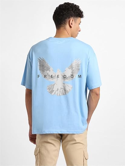 NOBERO Men&#39;s Oversized Printed T-Shirt | Cotton | Baggy Fit | Half Sleeves | Round Neck | T-Shirt for Men - Image 2
