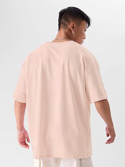The Souled Store|Mens & Boys Official Round Neck|Peanuts Chillin Pink Color Printed|Half Sleeve Oversized|100% Cotton T-Shirts - Image 2