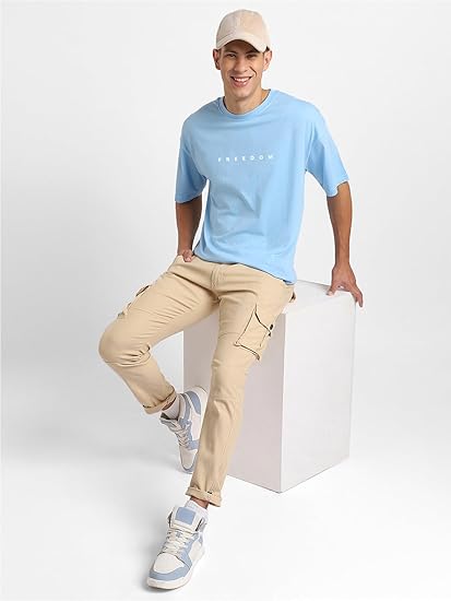 NOBERO Men&#39;s Oversized Printed T-Shirt | Cotton | Baggy Fit | Half Sleeves | Round Neck | T-Shirt for Men - Image 3