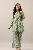 Women&#39;s Trendy Printed Cotton Blend Straight CO-ORD SET PISTA
