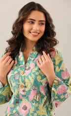 Women&#39;s Trendy Printed Cotton Blend Straight CO-ORD SET PISTA - Image 3