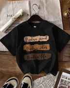 Women Oversized Dropshoulder Black Positive Graphic Printed T-shirt