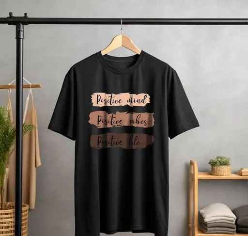 Women Oversized Dropshoulder Black Positive Graphic Printed T-shirt
