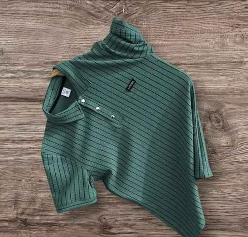 New Trending Mens Striped Polo Neck T-shirt