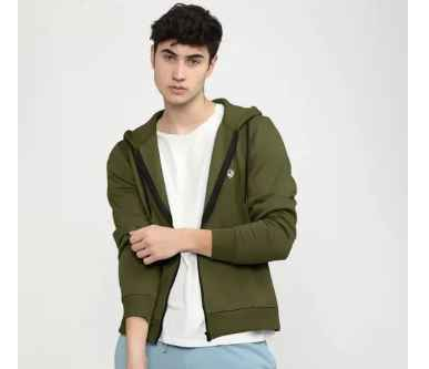 EyeBogler Men&#39;s Abstract Open-Front Olive Sweatshirt