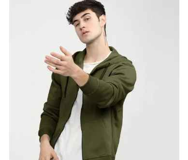 EyeBogler Men&#39;s Abstract Open-Front Olive Sweatshirt