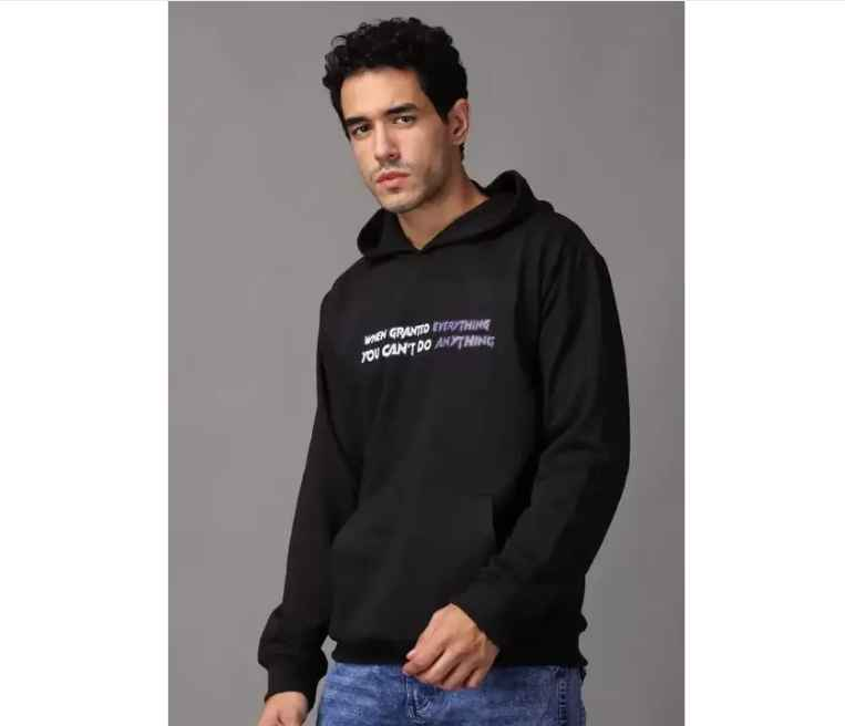 Oversized Back Printed Hooded Neck Anime Hoodies for Men | Black