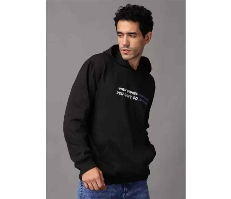 Oversized Back Printed Hooded Neck Anime Hoodies for Men | Black