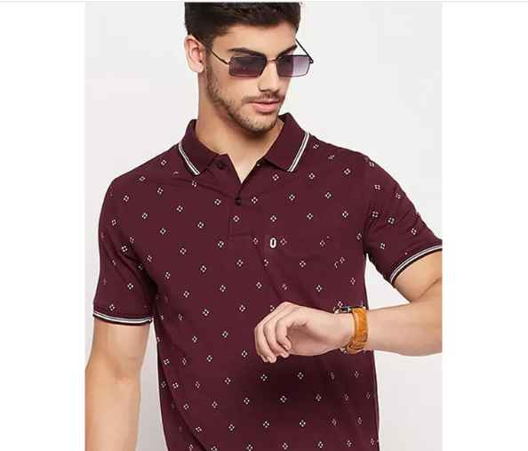 UNIBERRY Men Cotton Half Sleeves Printed Polo Neck T-shirt