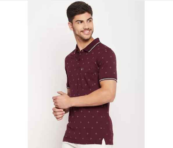 UNIBERRY Men Cotton Half Sleeves Printed Polo Neck T-shirt