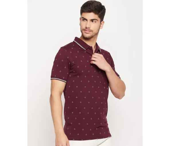 UNIBERRY Men Cotton Half Sleeves Printed Polo Neck T-shirt