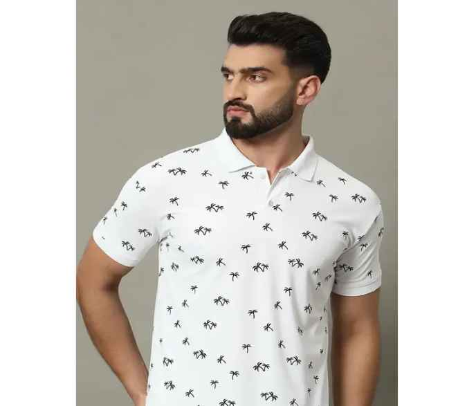 Men Printed Polo Neck Tshirt