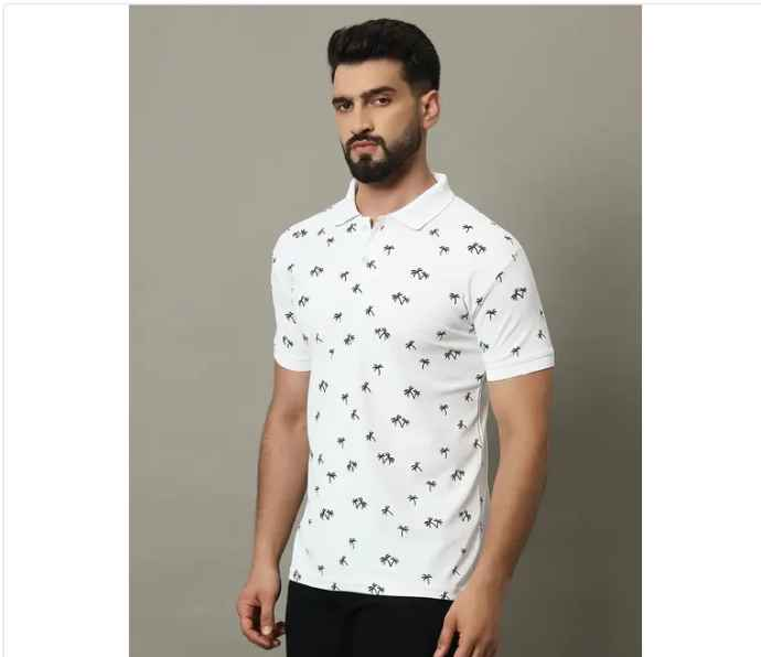 Men Printed Polo Neck Tshirt
