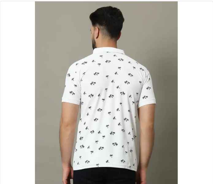 Men Printed Polo Neck Tshirt