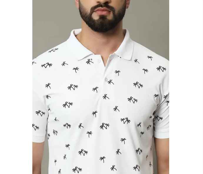 Men Printed Polo Neck Tshirt
