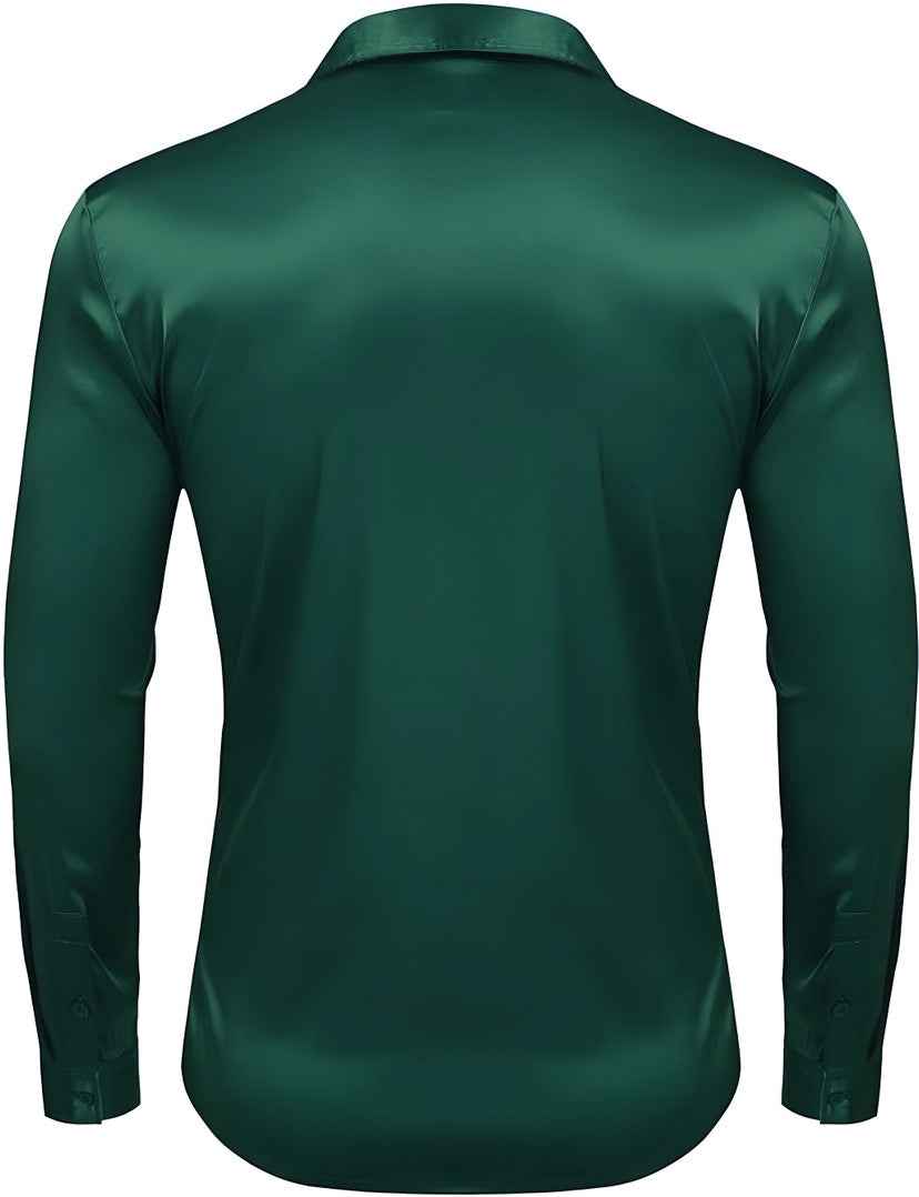 Mens Regular Fit Forest Green Solid Cut Away Party shirt