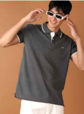 V-Mart Men Solid Polo Collar Cotton T-shirt