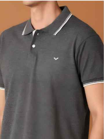 V-Mart Men Solid Polo Collar Cotton T-shirt