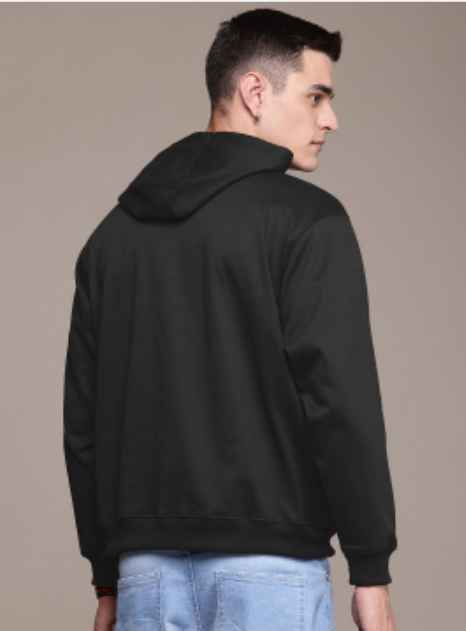 Roadster The Life Co. Printed Hooded Relaxed Fit Sweatshirt