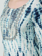 Tie & Dye Embroidered Straight Kurta