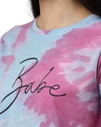 Tie-dye Stylish & Comfortable Multicolour Typographic Print Cotton Round-Neck Regular fit T-Shirt for Women & Girls