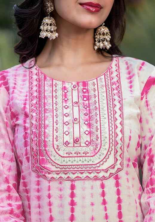Designer Straight Fit Cotton Printed and Embellished Kurta Set with Trouser Pant and Dupatta