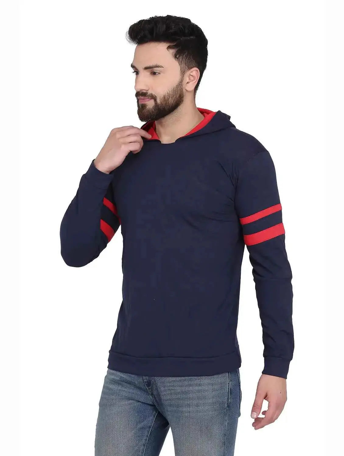 Galatea Cotton Blend Hooded Men&#39;s Sweatshirt - Navy Blue ( Pack of 1 )