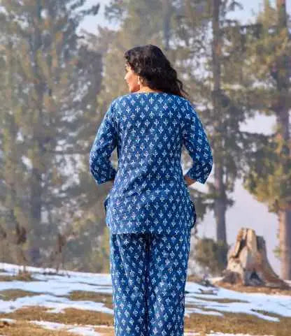 VAALIYAN Women Shirt Trouser Co-Ord Set ( Pack of 1 , Blue )