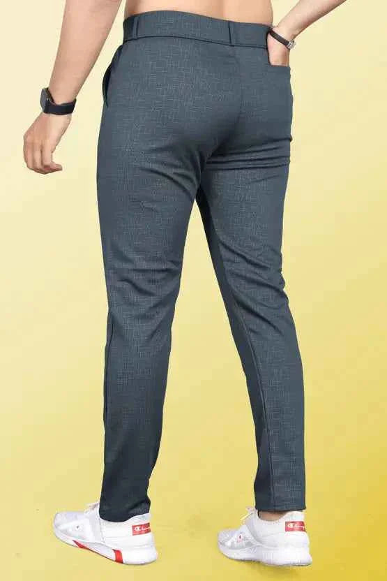 Men Slim Fit Grey Linen Blend Trouser