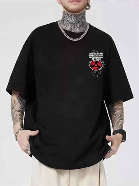 Anime Graphic T-Shirts Collection, Oversized Black Cotton