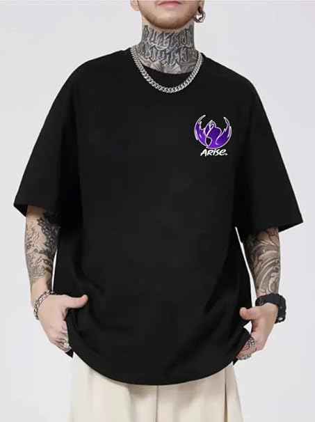 Anime Graphic T-Shirts Collection, Oversized Black Cotton