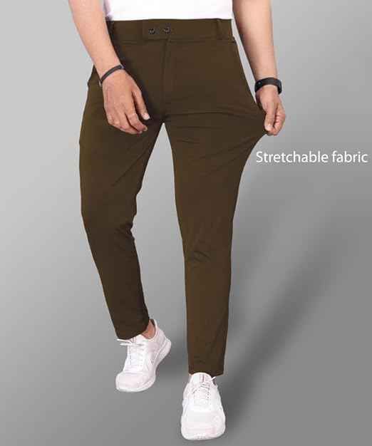 MiraMichi Men's Slim Fit Stretchable Casual Trouser