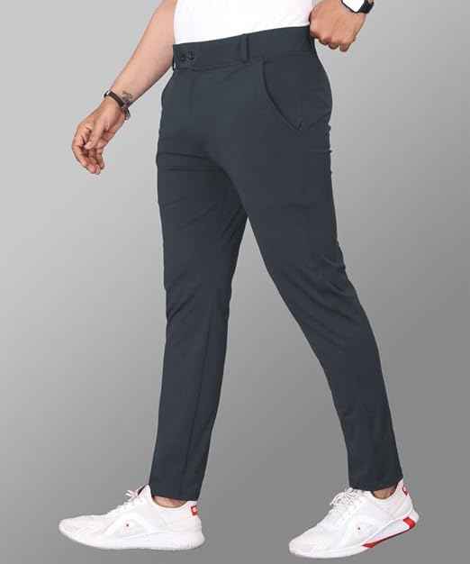 MiraMichi Men's Slim Fit Stretchable Casual Trouser
