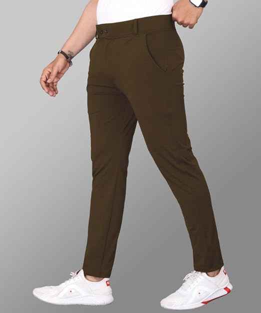 MiraMichi Men's Slim Fit Stretchable Casual Trouser