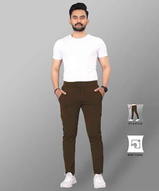 MiraMichi Men's Slim Fit Stretchable Casual Trouser