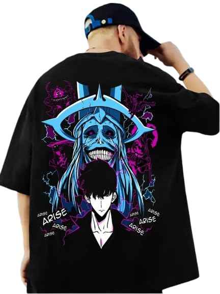 Anime Graphic T-Shirts Collection, Oversized Black Cotton