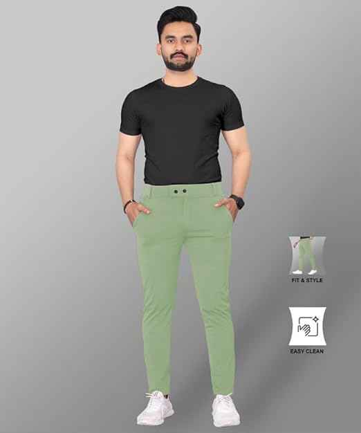 MiraMichi Men's Slim Fit Stretchable Casual Trouser