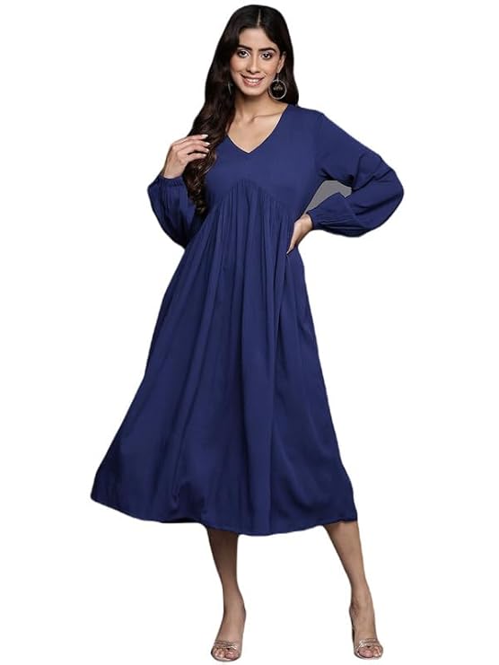 Varanga Women's Viscose Blend A-Line Maxi Dress