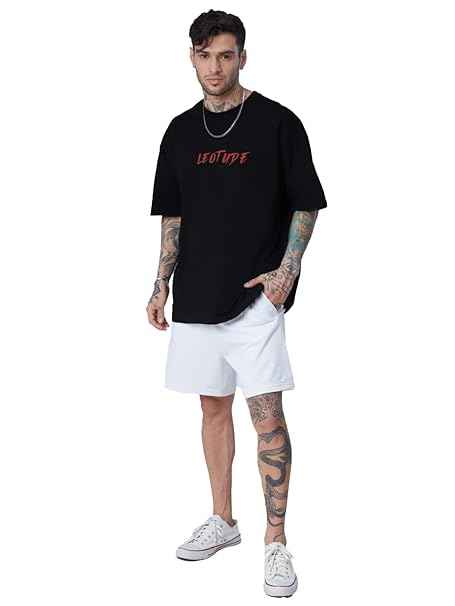 LEOTUDE Men's Cottonblend Oversized Half Sleeve Tshirt