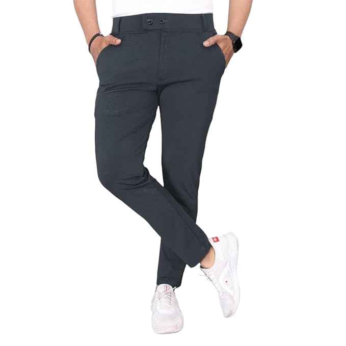 MiraMichi Men's Slim Fit Stretchable Casual Trouser