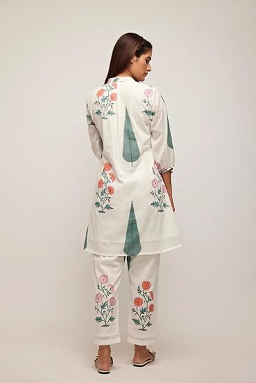 Soft White & Green Ethnic Co-ord for Casual
